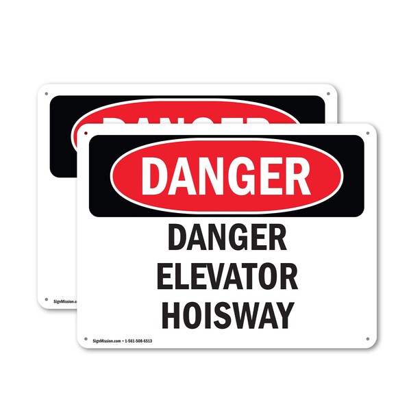 Signmission Elevator Hoistway, 14 in W x Rectangle, Plastic OS-2PACK-DS-P-1014-L-2237 - main